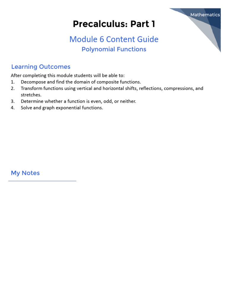 M6 Cont Guide | PDF | Polynomial | Function (Mathematics)