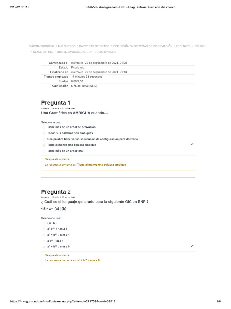 QUIZ-32 Ambigüedad - BNF - Diag - Sintaxis - Revisión Del Intento | PDF ...