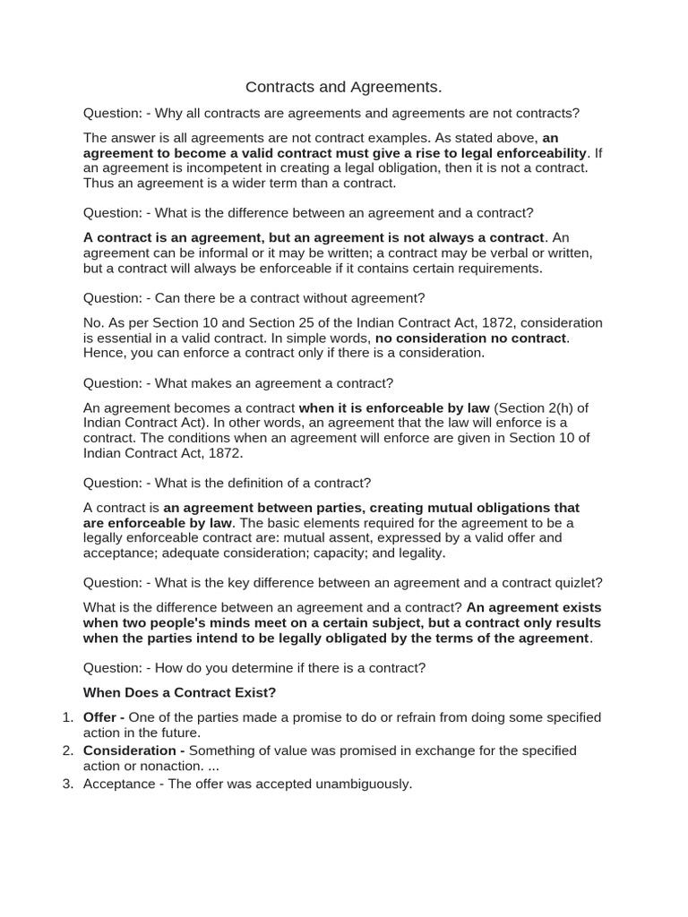 Contracts | PDF | Consideration | Civil Law (Legal System)