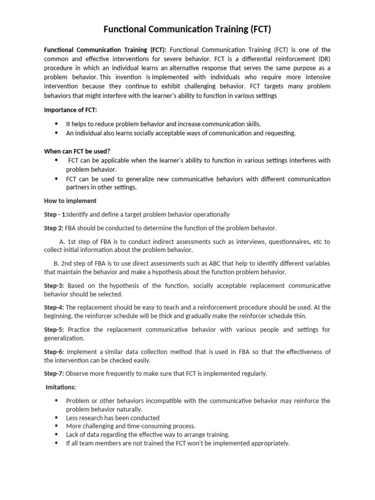 Functional communication training fct pdf reinforcement