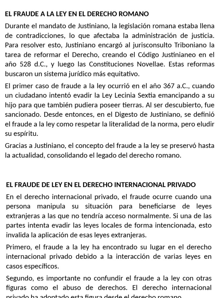 Fraude a la Ley en Derecho Romano y Privado | PDF | Fraude | Ley romana