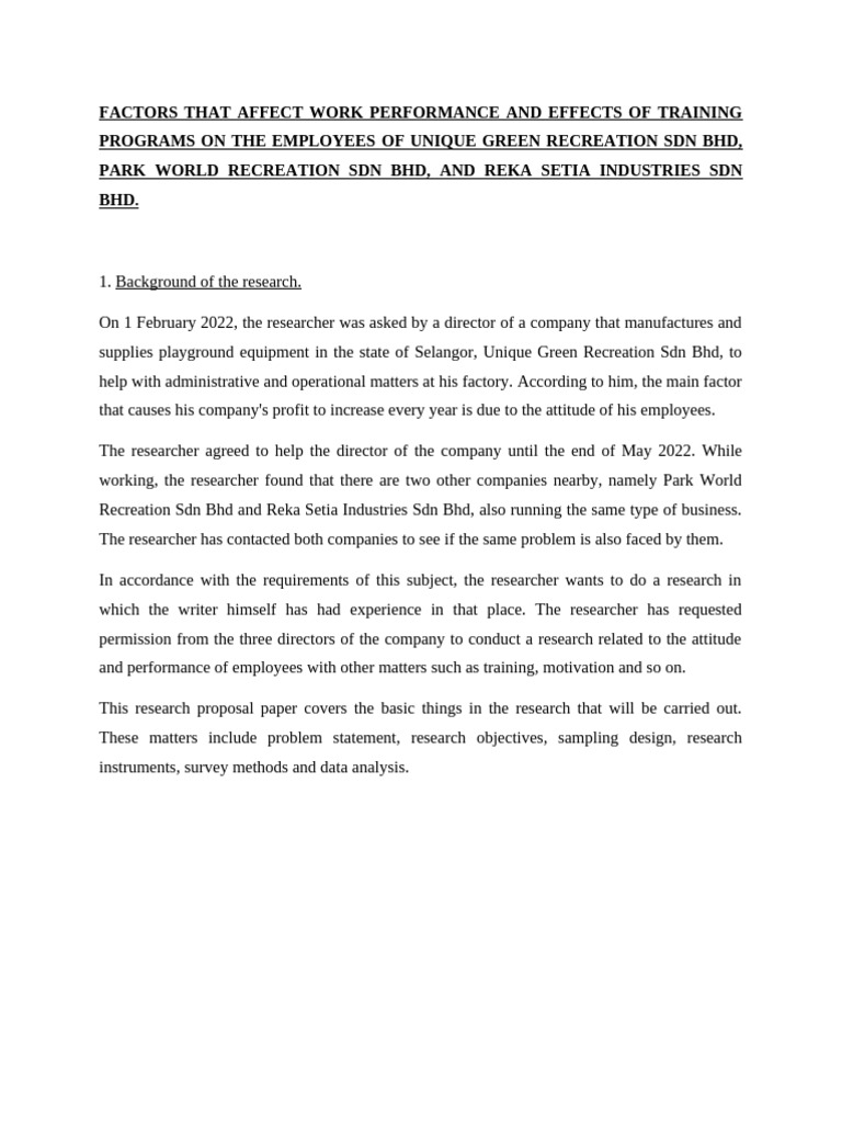 Factors That Affect Work Performance and Effects of Training Programs ...