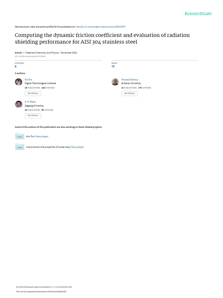 AISI 304 Steel: Friction & Shielding Analysis | PDF | Stainless Steel ...