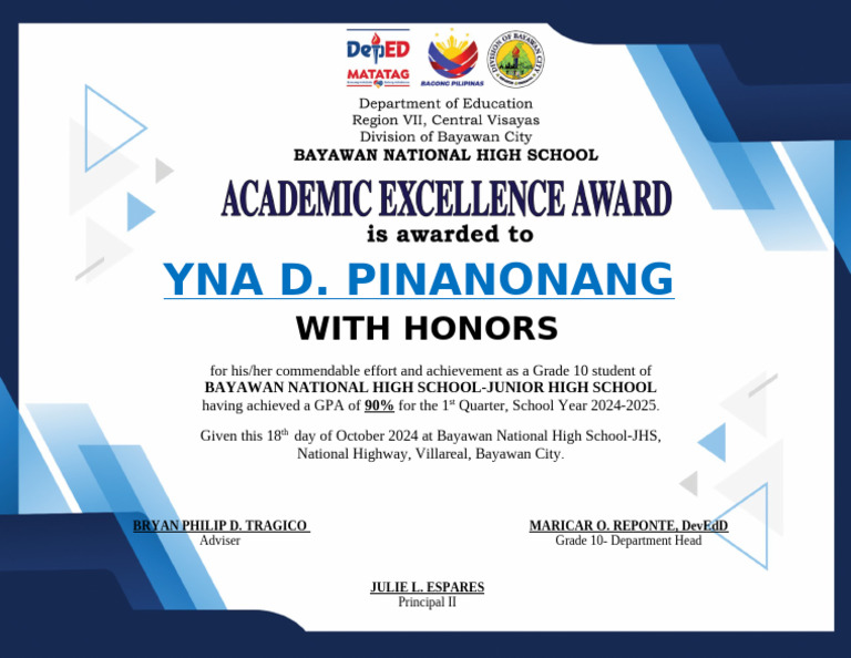 Honor Certificate 2024 Pdf