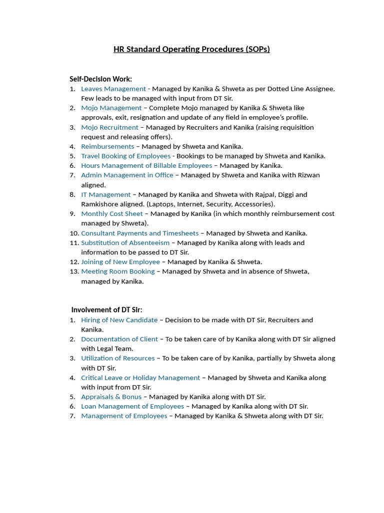 HR Sop | PDF