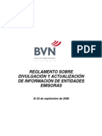 Reglamento Sobre Divulgación y Actualización de Información de Entidades Emisoras