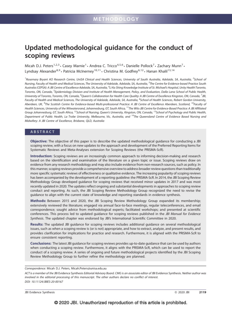 Updated Guidance for Scoping Reviews | PDF | Systematic Review ...