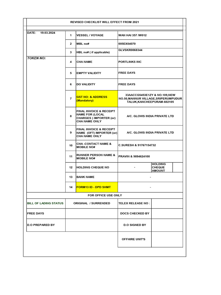 Import Documentation Checklist | PDF | Business Documents