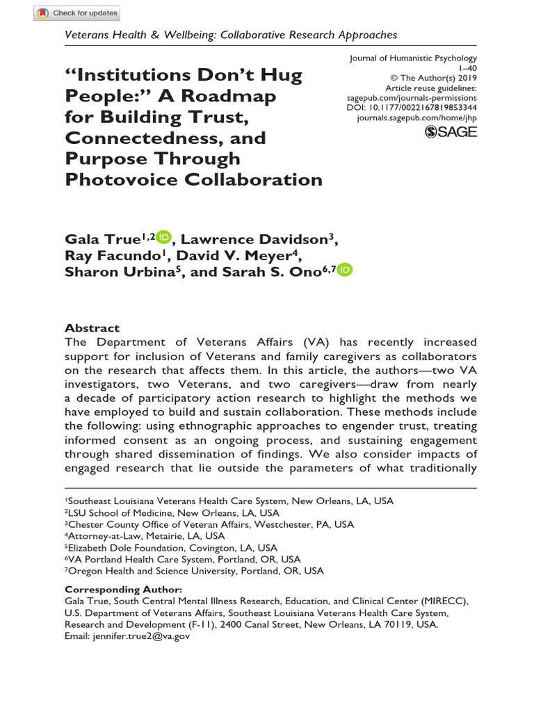 Institutions Don't Hug People. A Roadmap For Building Trust ...