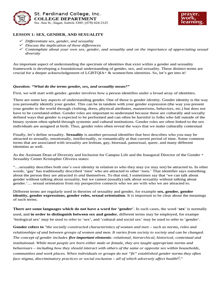 Understanding Sex, Gender, and Sexuality | PDF | Gender | Gender Studies
