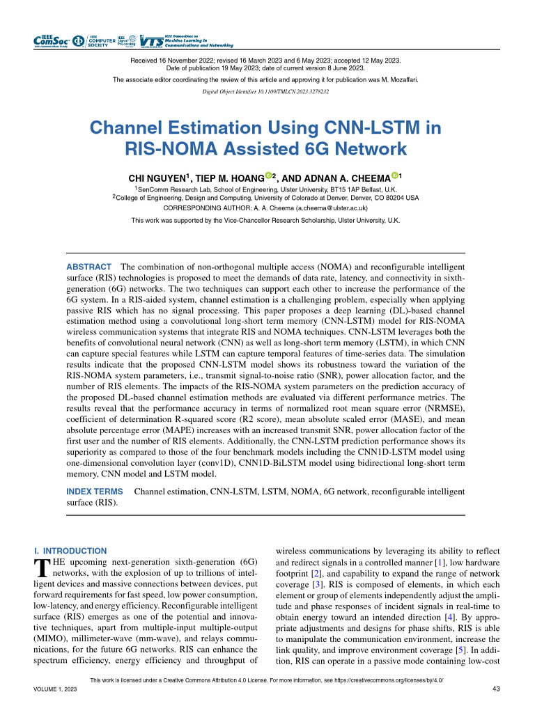 CNN-LSTM Channel Estimation for 6G NOMA | PDF | Mimo | Time Series