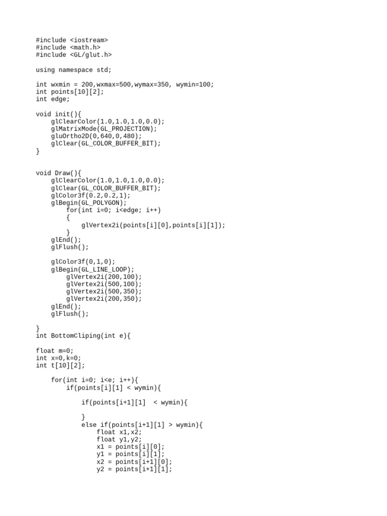 Polygon Clipping with OpenGL | PDF | Computer Programming | Software ...