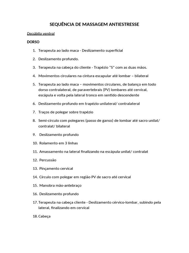 Sequência de Massagem Antiestresse | PDF | Anatomia humana | Membros ...