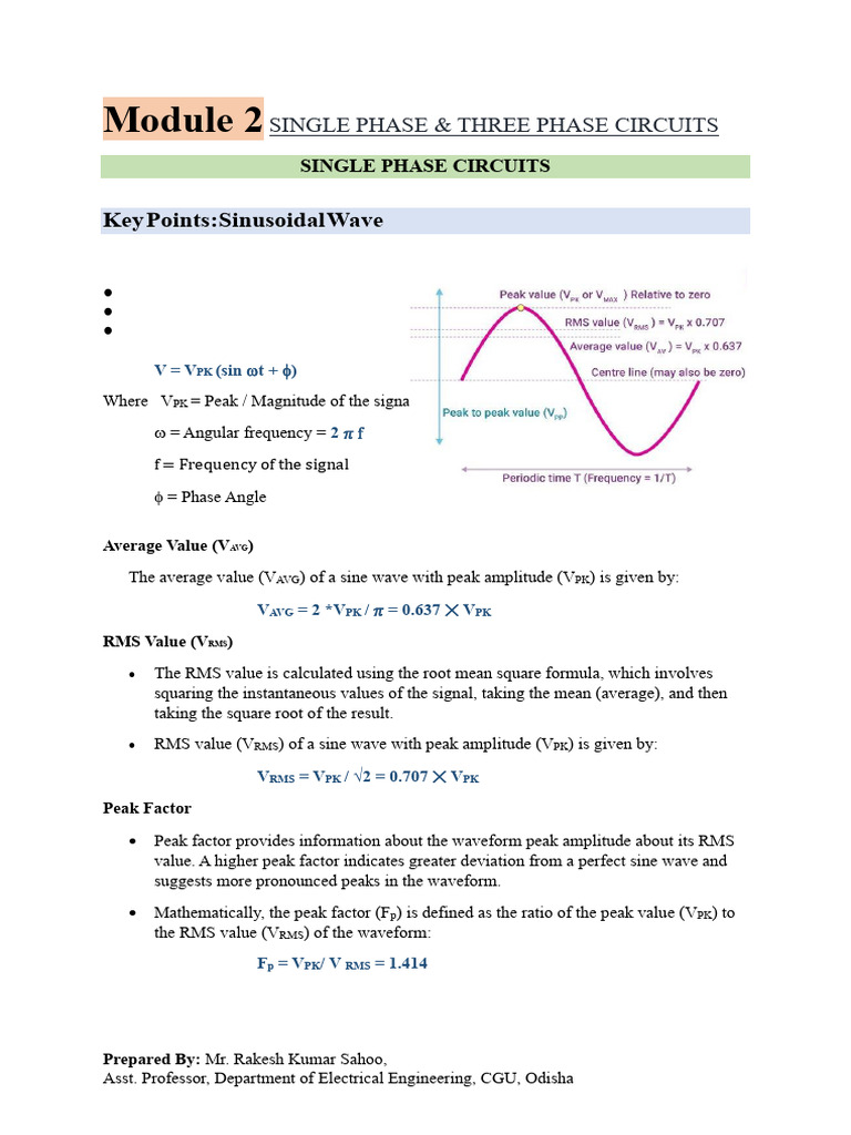 Module 2 Single Phase 3 Phase | PDF | Root Mean Square | Electrical ...