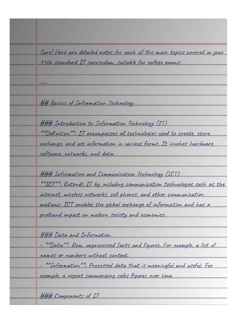 Notes and Imp Topics IT | PDF