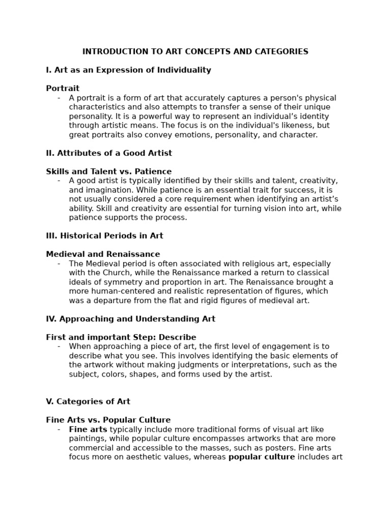 Understanding Art Concepts and Categories | PDF | The Arts | Fine Art