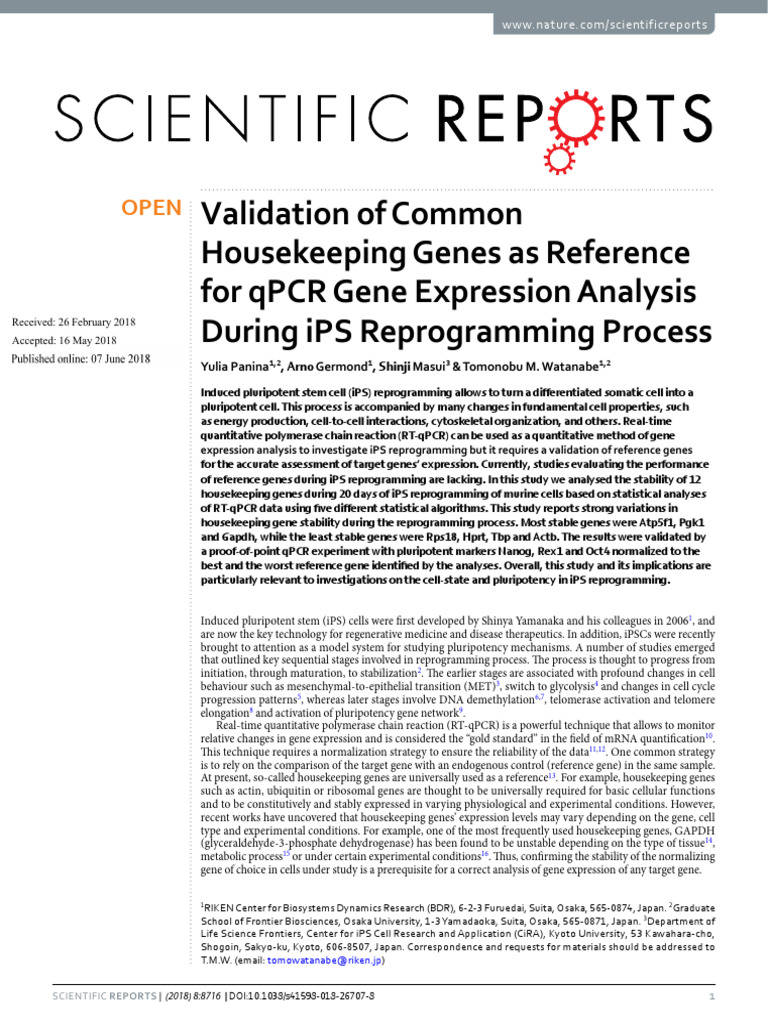 RT QPCR With Housekeeping Validation Paper | PDF | Real Time Polymerase ...