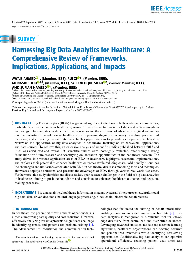 Big Data Analytics in Healthcare Review | PDF | Big Data | Analytics