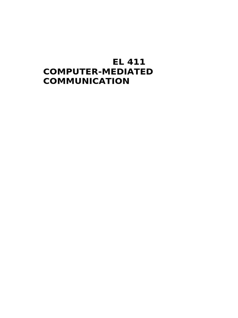 EL 411 Computer Mediated Communication | PDF | Computer Mediated ...