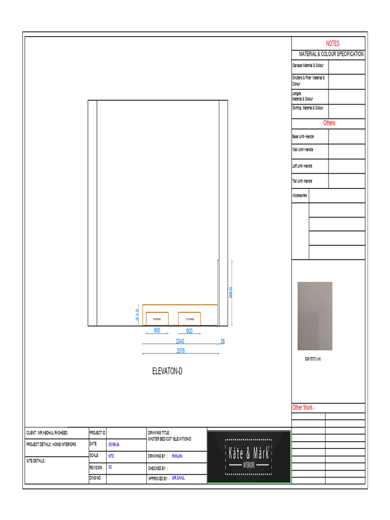 Master Bed Cot Elevation Specifications | PDF | Furniture