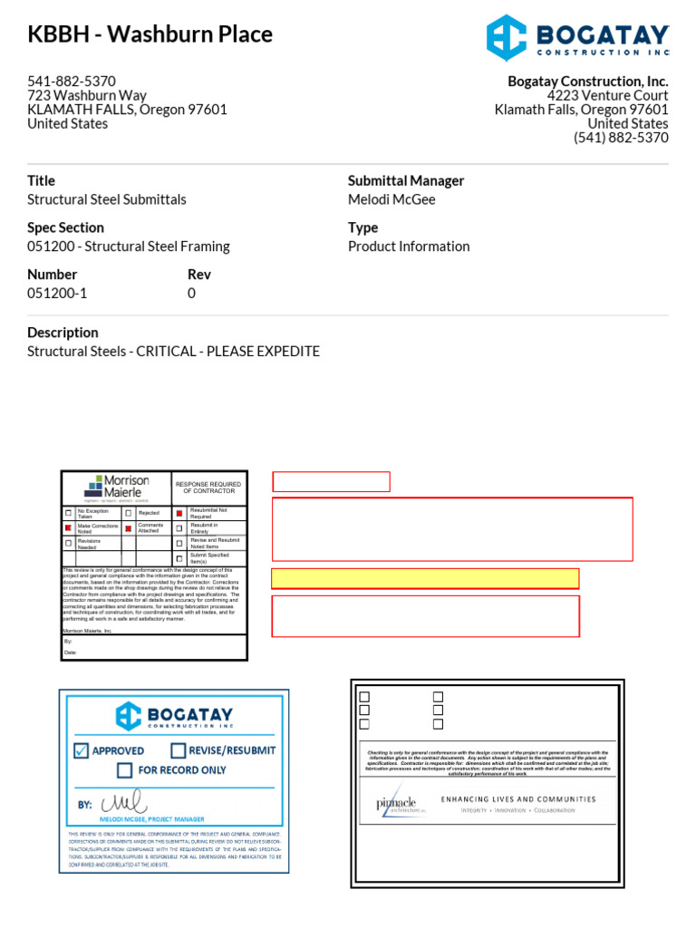05 1200-1 - Structural Steel - Erection Drawings - Bog | PDF | Design ...