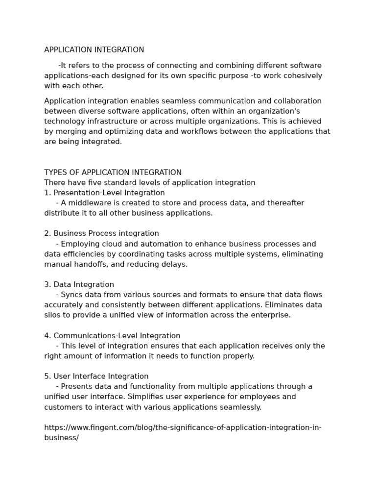 Levels of application integration pdf