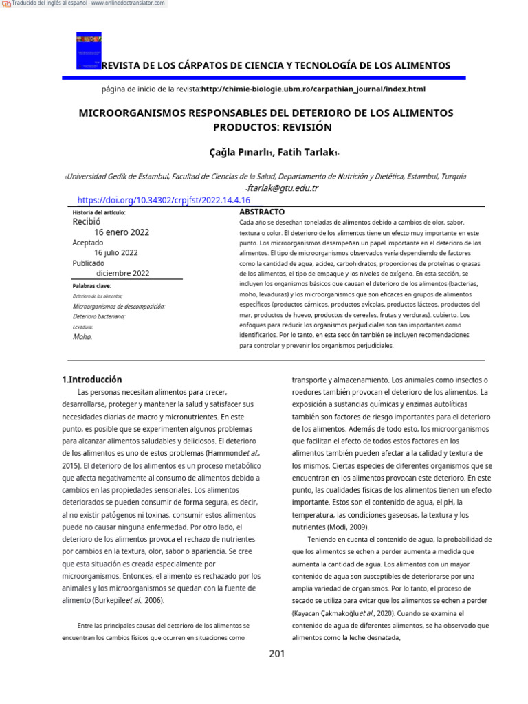 Microorganismos y Deterioro de Lethrinus | PDF | Alimentos | Carne