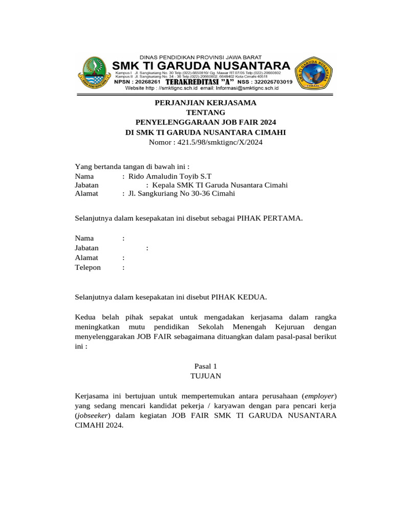 Job Fair 2024 di SMK TI Garuda Cimahi | PDF