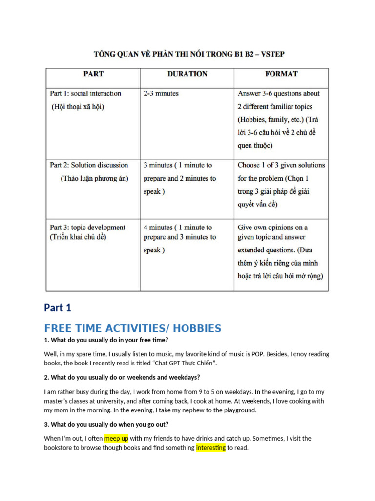 Part 1 VSTEP | PDF