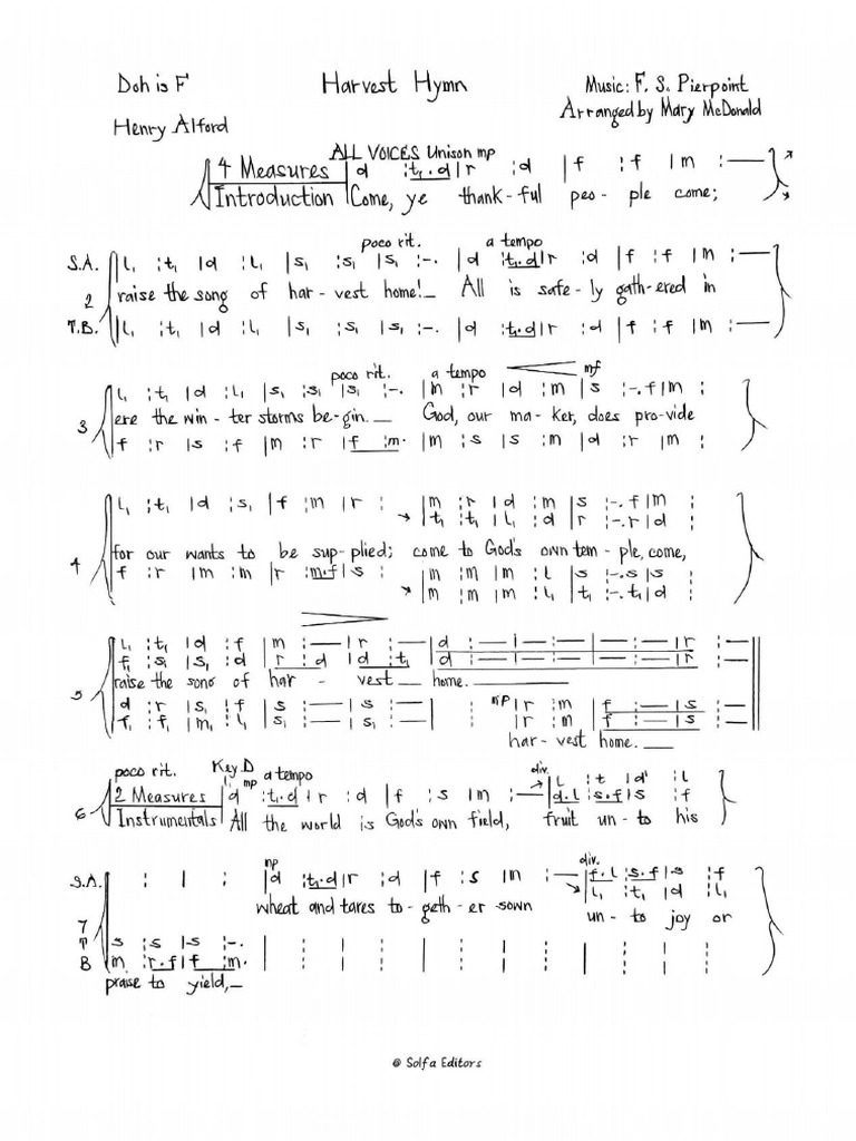 Harvest Hymn - McDonald | PDF