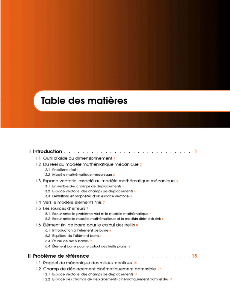 Table Des Matière Calucl Structure | PDF