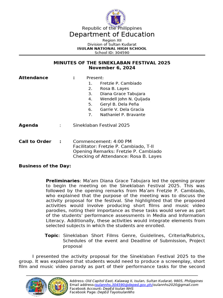 Minutes of The Meeting 2024 | PDF