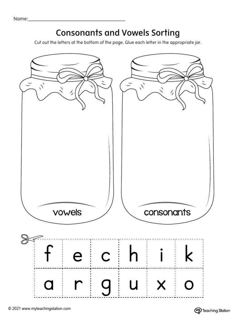 Sort Consonants And Vowels Activity Pdf