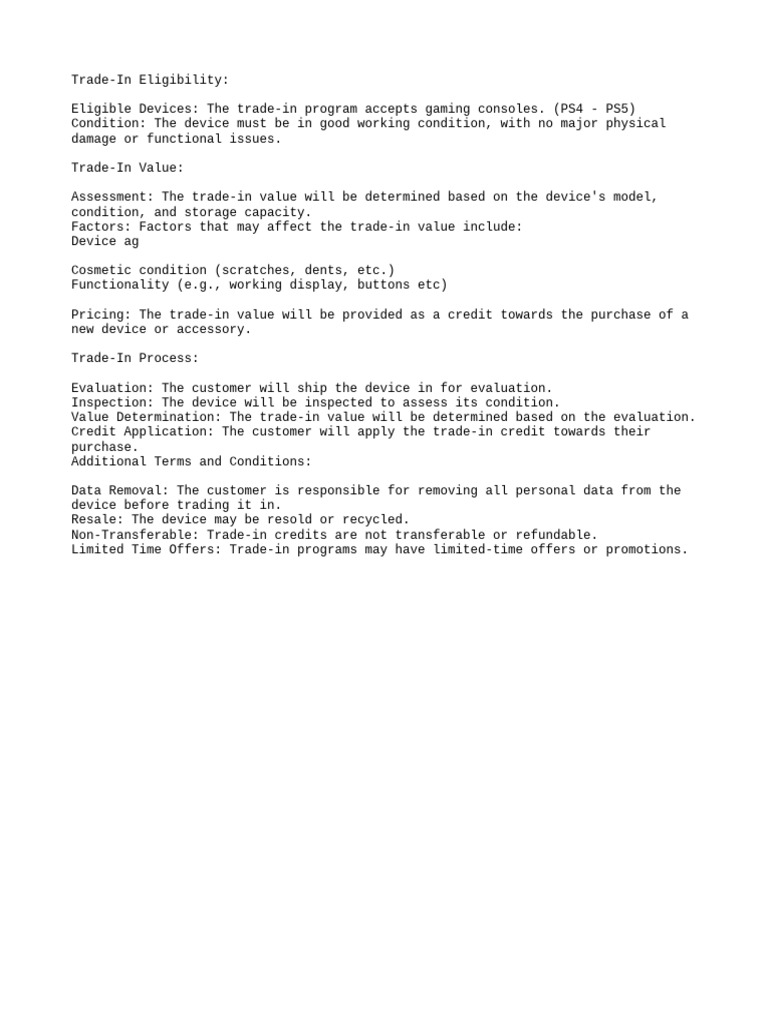 Gaming Console Trade-In Guide | PDF