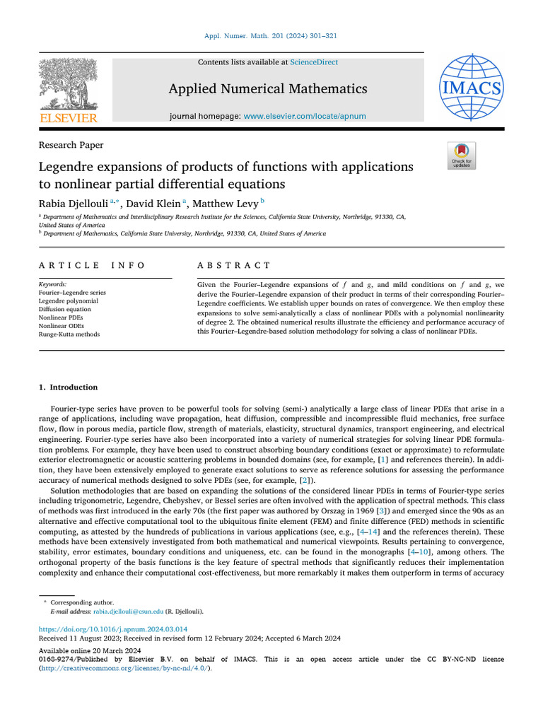 Legendre Expansions for Nonlinear PDEs | PDF | Partial Differential ...