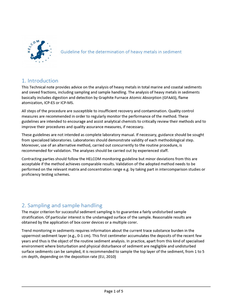Heavy Metals Analysis in Marine Sediments | PDF | Materials | Chemistry