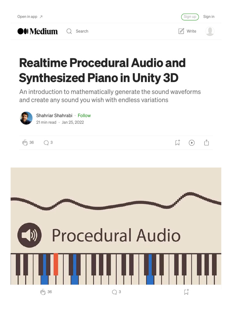 Realtime Procedural Audio and Synthesized Piano in Unity 3D by Shahriar ...