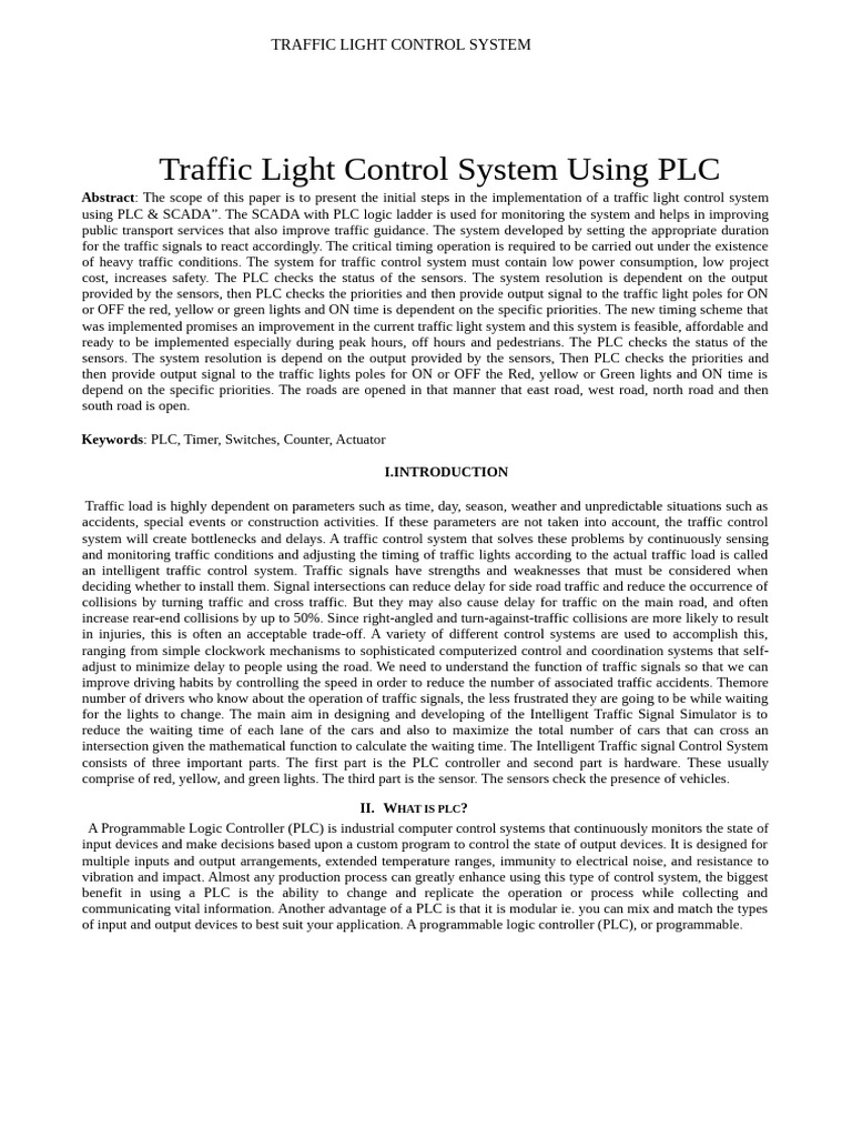 PLC-Based Traffic Light Control System | PDF | Programmable Logic ...