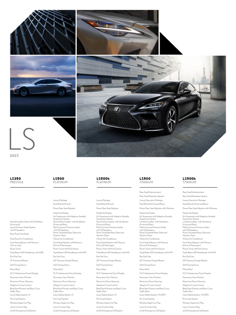 2023 Lexus ES Features and Pricing | PDF | Headlamp | Trunk (Car)