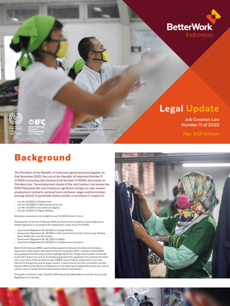 Indonesia Job Creation Law Overview Pdf Employment Overtime