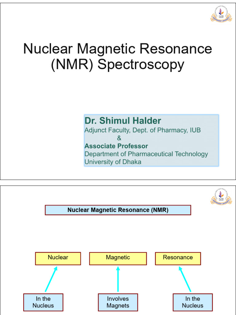 Iub Pha404 Autumn 2022 NMR | PDF | Nuclear Magnetic Resonance | Spin ...