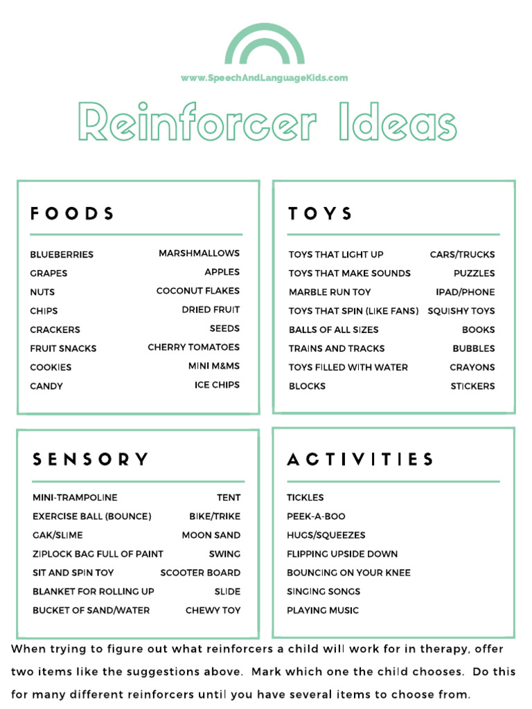 Reinforcer Ideas | PDF