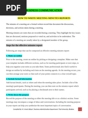 Minutes of Meeting