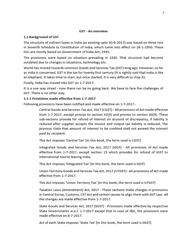 Overview of GST Implementation in India | PDF | Value Added Tax | Taxes