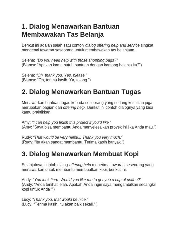 Dialog Menawarkan Bantuan Singkat | PDF