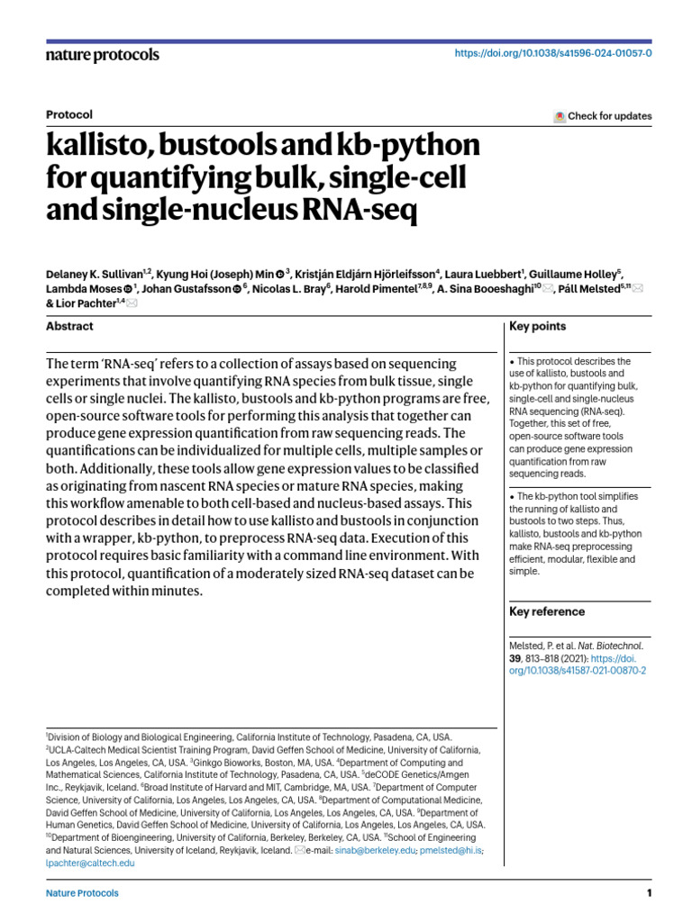 Kallisto, Bustools and Kb-Python For Quantifying Bulk, Single-Cell and ...
