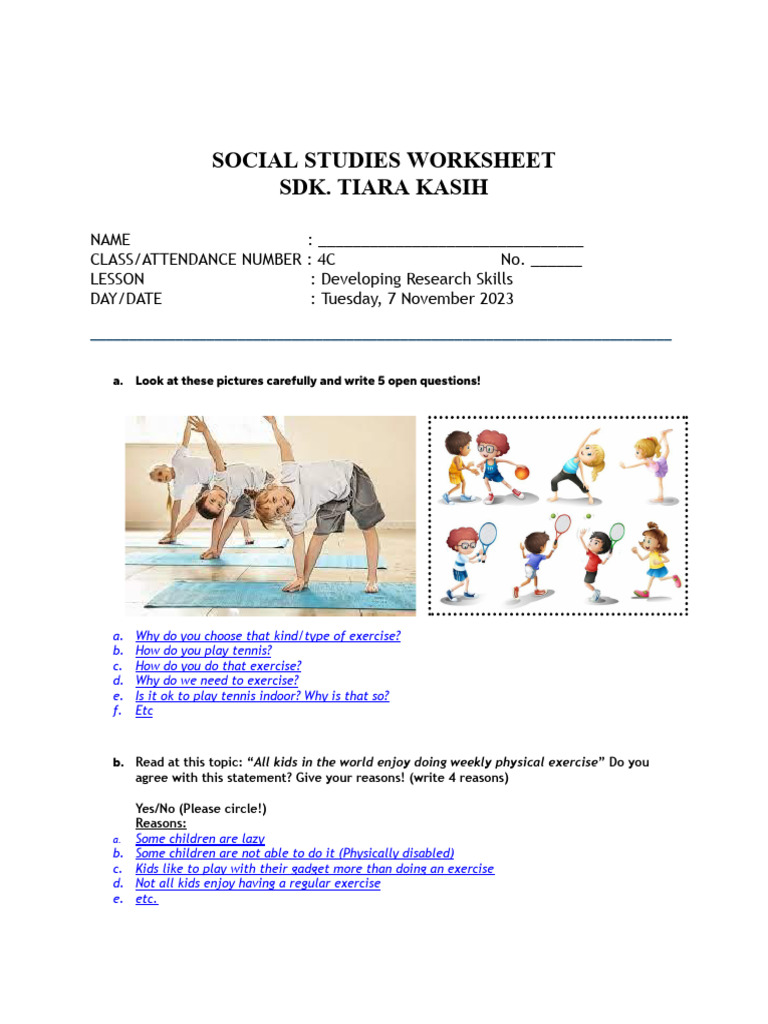 Worksheet - Developing Research Skill - 7 November 2023 | PDF
