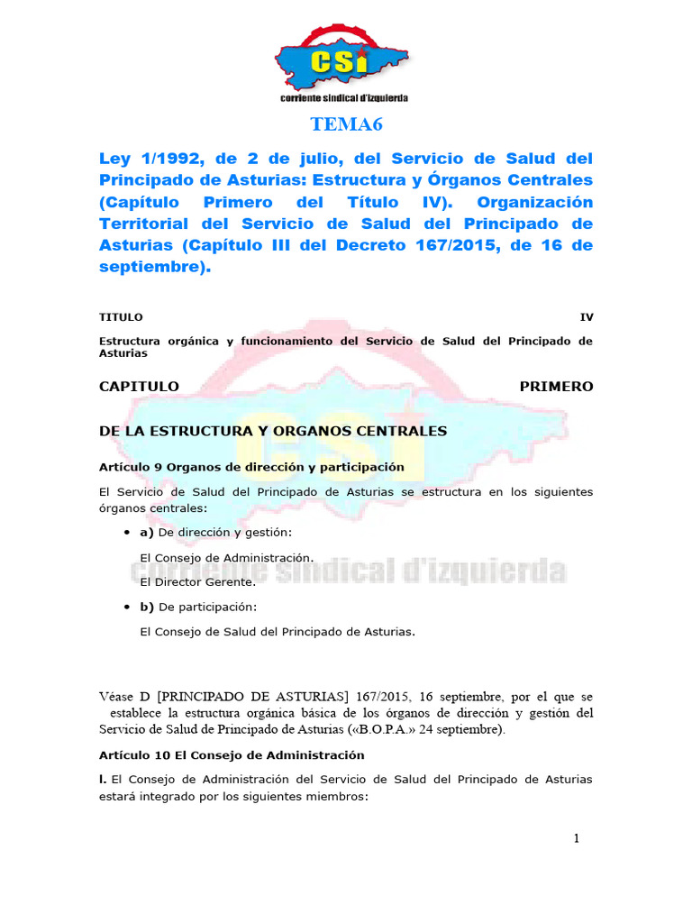 Estructura del Servicio de Salud en Asturias | PDF | Hospital