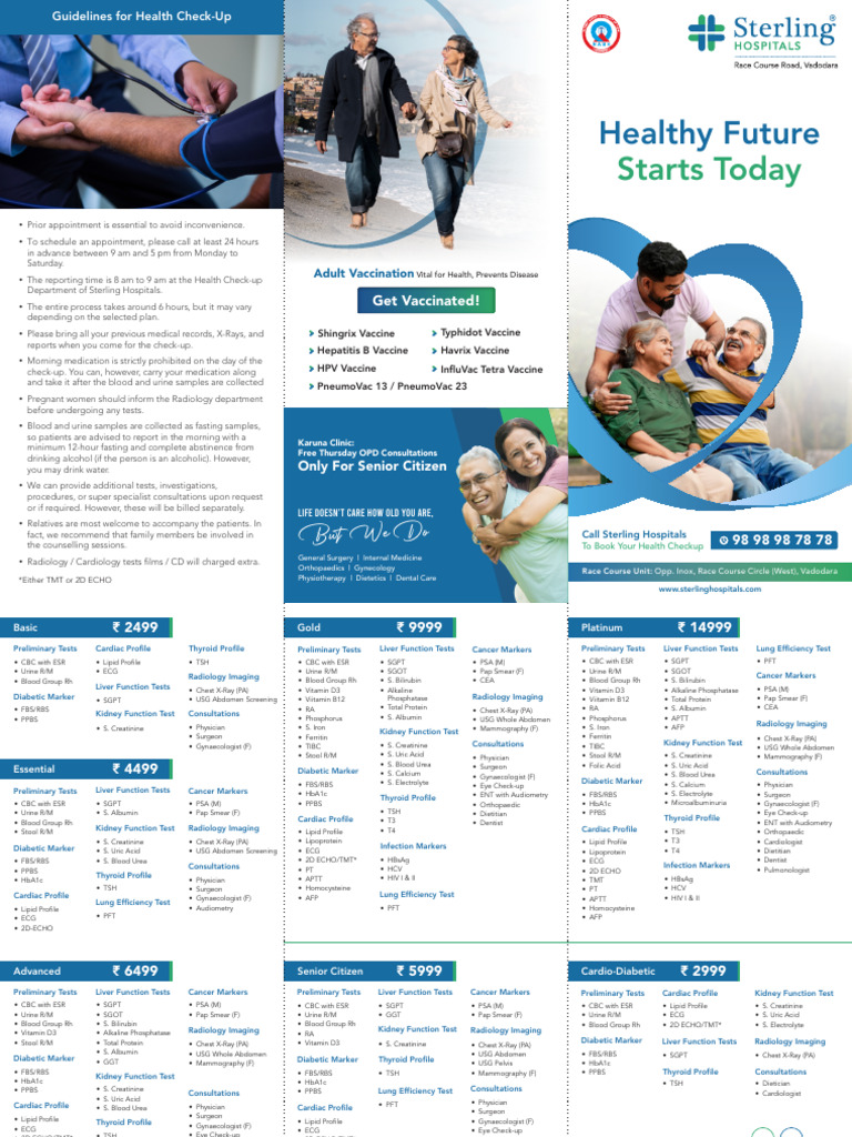 Sterling Hospital Health Checkup Packages | PDF | Physical Examination ...