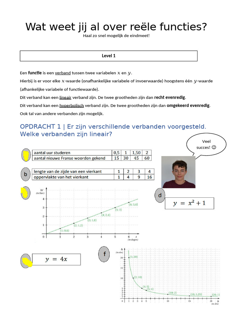 Herhaling Reële Functies 3L2 | PDF